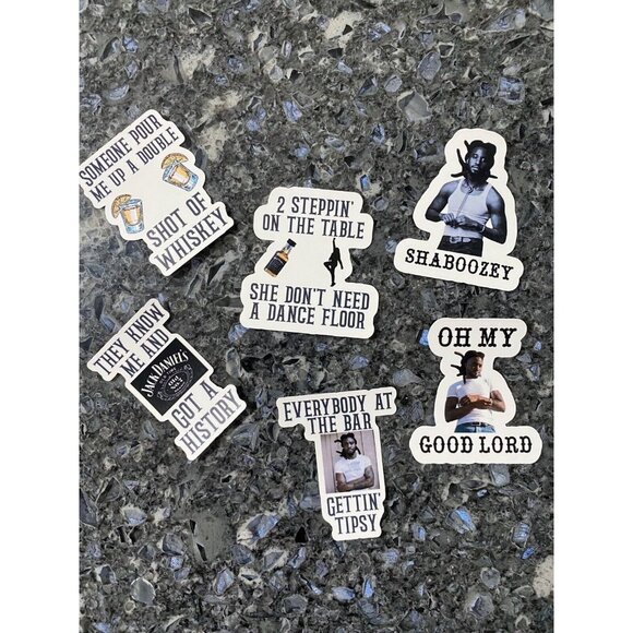 Shaboozey Inspired Sticker Set Lot Of 6 Perfect For Water Bottles Whiskey - Picture 2 of 10